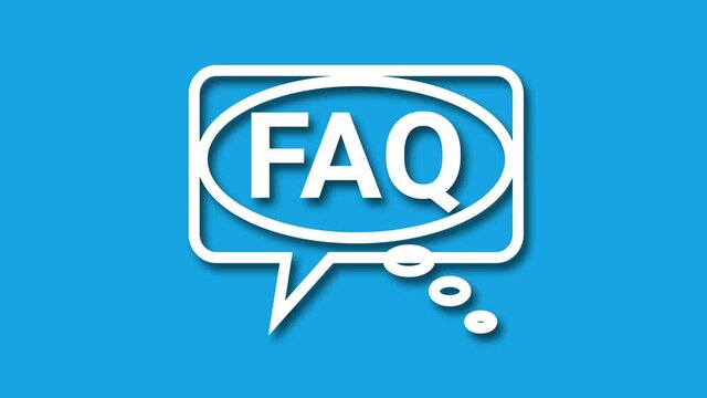 moving faq icon with shadow effect isolated on blue screen. loop motion animation. Company faq or company questions related 4K graphic footage.