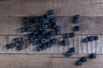 blueberries on a wooden table in a rustic style