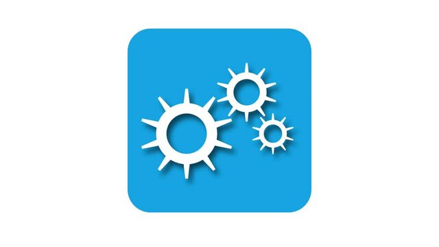 moving setting icon with shadow effect isolated on blue screen. loop motion animation. app and web setting, setting, volume setting related 4K graphic footage.