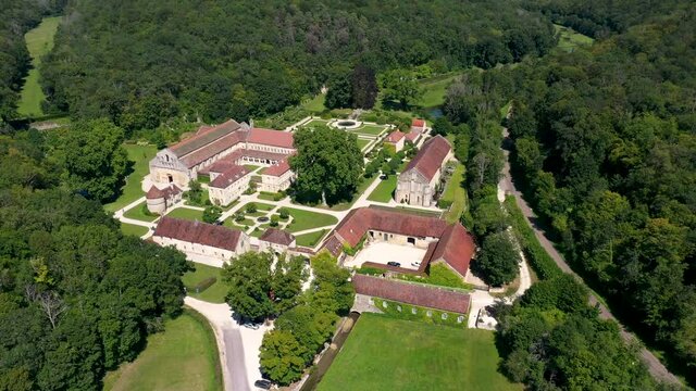 aerial view of the abbey of fontenay in bourgogne