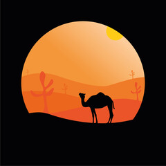 Simple Camel on Circle Logo Template