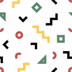 Memphis style seamless pattern, geometric vector pattern, vector background