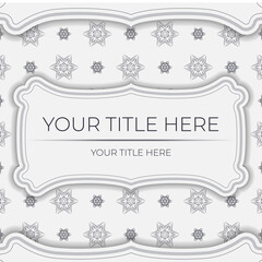 Stylish vector design of postcard in white color with vintage patterns. Stylish invitation card with dewy ornament.