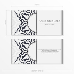 Invitation card template with dewy patterns.Stylish vector design for greeting card in white color with monograms