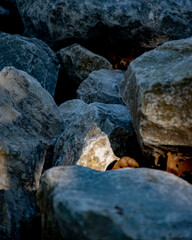 Rocks in shadow and light 