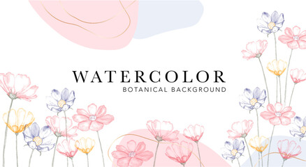Watercolor floral print, floral background. Botanical pattern