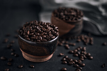 Coffee cup with roasted beans