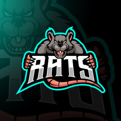 Rat mascot logo design vector with modern illustration concept style for badge, emblem and t shirt printing. Angry rats illustration for team, gaming and sports