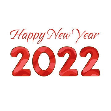 Happy New Year 2022 text design. Numbers lettering 2022.