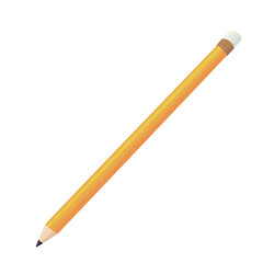 A wooden pencil with eraser isolated on white background. Vector illustration of stationery and office equipment.