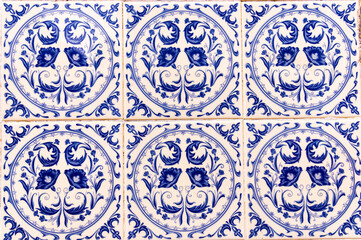 Azulejo colonial em prédio do Centro Histórico de São Luis, MA. - obrazy, fototapety, plakaty