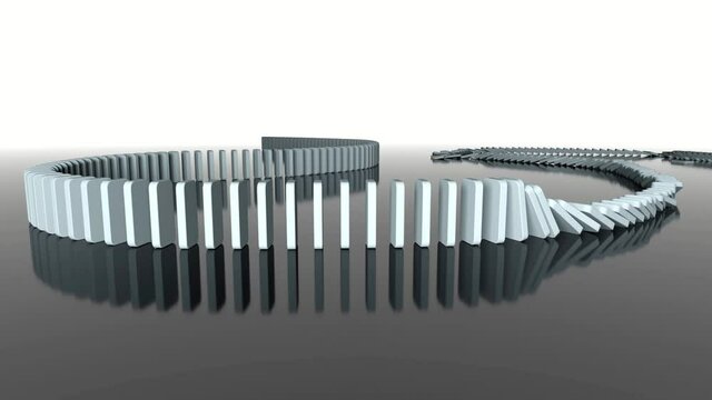domino effect in action(3d rendering)