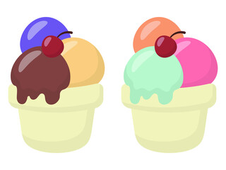 illustration of colorful ice cream isolated on a white background
