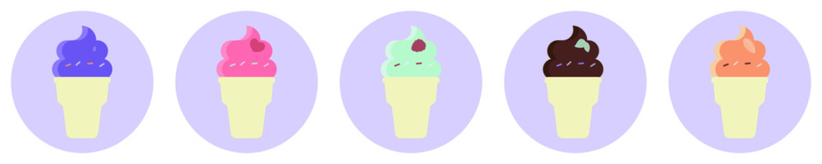 illustration of colorful ice cream isolated on a white background