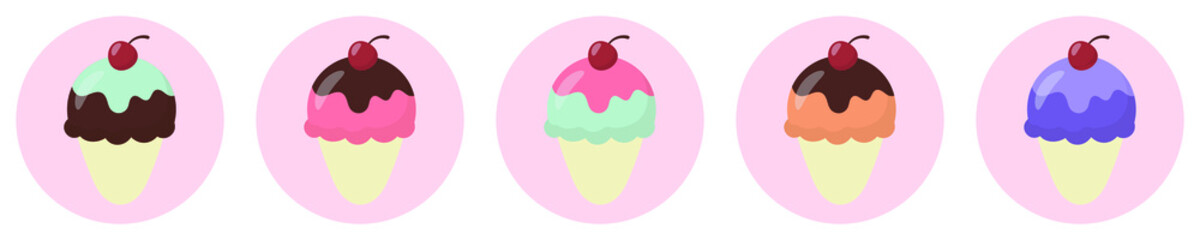 illustration of colorful ice cream isolated on a white background