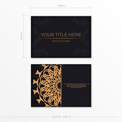 Stylish Invitation with Dew Patterns Stylish Vector Ready-to-Print Black Grecian Greeting Card Design