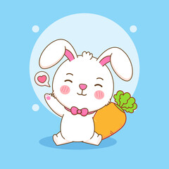 Cute rabbit character cartoon illustration