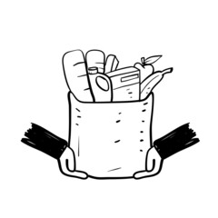 hand drawn doodle food donation icon illustration isolated