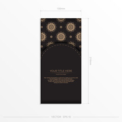 Vector preparation of invitation card with vintage patterns.Stylish template for postcard print design in black color with Greek
