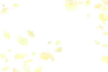 淡いパステル調のイチョウの葉っぱ、秋らしい背景画像/落葉、紅葉/文字入れタイトルスペース、フレーム