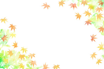 秋らしい可愛い紅葉、モミジの和風テイストな壁紙/文字入れタイトルスペース/名刺、カードの背景画像