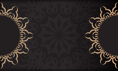 Invitation card design with luxurious ornaments. Black background with greek vintage ornaments and place for your text.