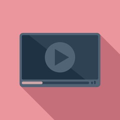 Video player icon flat vector. Ui screen play