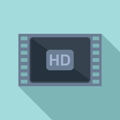 HD film icon flat vector. Cinema video