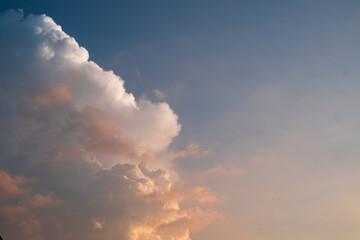 Fototapeta na wymiar blue sky, orange light and white cloud (2)