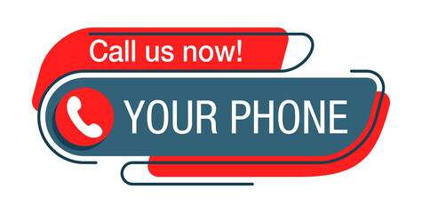 Call us Now - red rounded button for phone number
