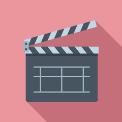 Fototapeta premium Movie clapper icon flat vector. Film board