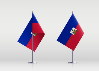 Haiti flag state symbol isolated on background national banner. Greeting card National Independence Day of the Republic of Haiti. Illustration banner with realistic state flag.