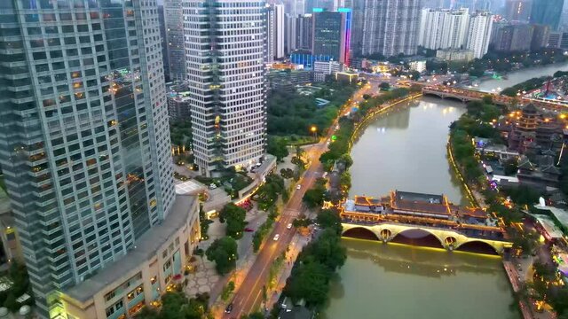 Aerial photography of the urban architectural landscape of Chengdu, China