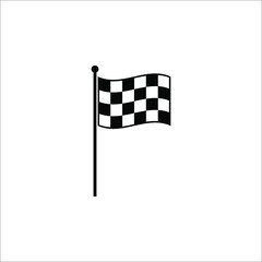 Racing flag icon. Black and white checkered flag. Vector illustration on white background.