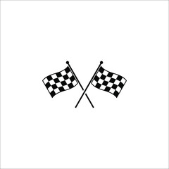 Racing flag icon. Black and white checkered flag. Vector illustration on white background.