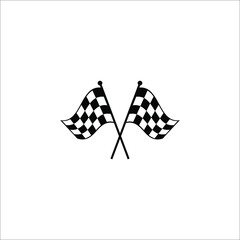 Racing flag icon. Black and white checkered flag. Vector illustration on white background.