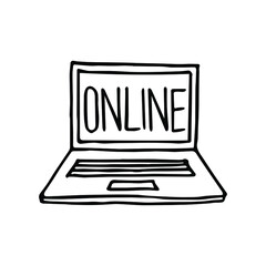 Doodle art of laptop. Graphic element for online concept