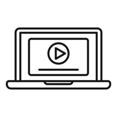 Laptop video editing icon outline vector. Screen camera