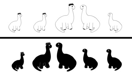 White and black dinosaur family