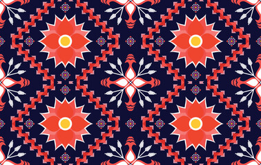 Ikat Indian ethnic pattern. Aztec fabric carpet mandala ornament boho chevron textile decoration wallpaper. Tribal oriental traditional embroidery vector illustrations background.