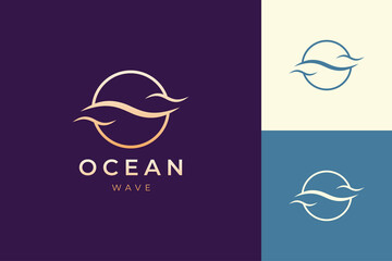 Luxury sea wave logo template in simple and clean shape