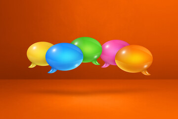 multicolor speech bubbles on orange background