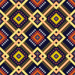 Ikat Indian ethnic pattern. Aztec fabric carpet mandala ornament boho chevron textile decoration wallpaper. Tribal oriental traditional embroidery vector illustrations background.
