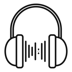 Headphones playlist icon outline vector. Music song
