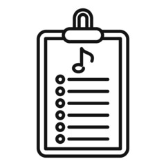 Playlist clipboard icon outline vector. Music song