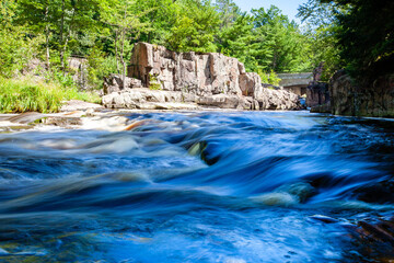 Eau Claire River running through the Dells of the Eau Claire Park in Aniwa, Wisconsin - obrazy, fototapety, plakaty