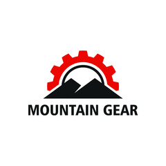 Fototapeta na wymiar simple gear mountain logo design