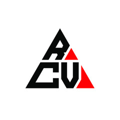 RCV triangle letter logo design with triangle shape. RCV triangle logo design monogram. RCV triangle vector logo template with red color. RCV triangular logo Simple, Elegant, and Luxurious Logo. RCV 
