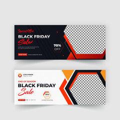 Black Friday sale promotional Facebook and web banner design template