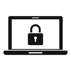Secured laptop icon simple vector. Computer data